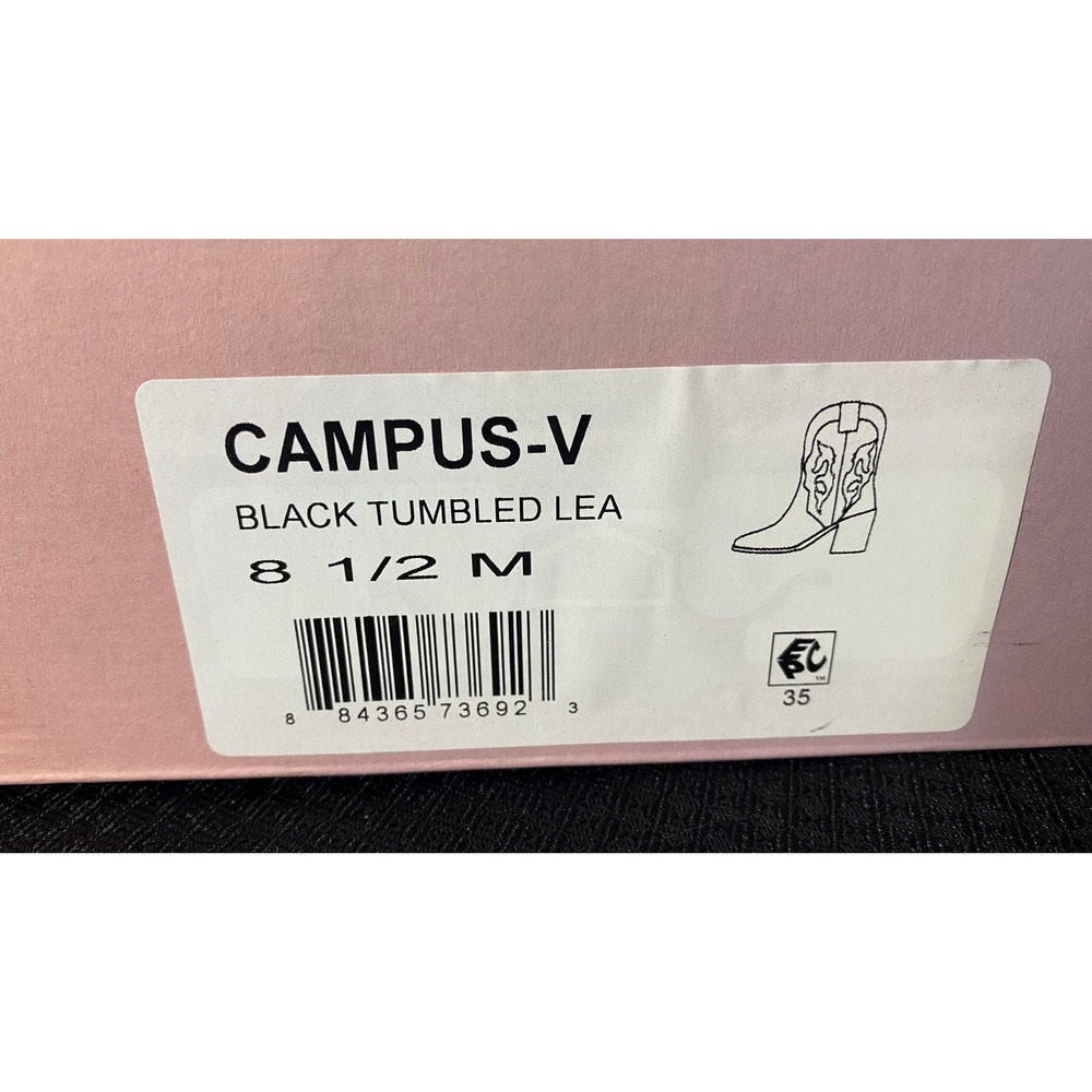 Lisa Vicky Campus-V Black Tumbled Leather Western Cowboy Boots Womens 8.5 NEW - Picture 4 of 12